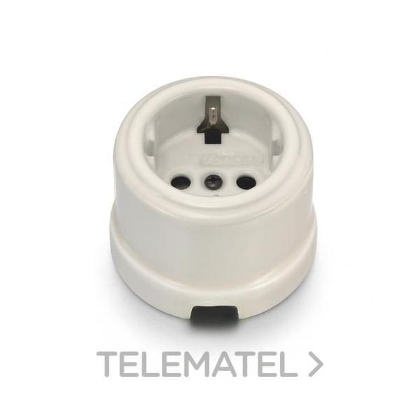 BASE ENCHUFE 2P TOMA TIERRA LATERAL 16A 250V CARCASA PORCELANA CRU (PACK)