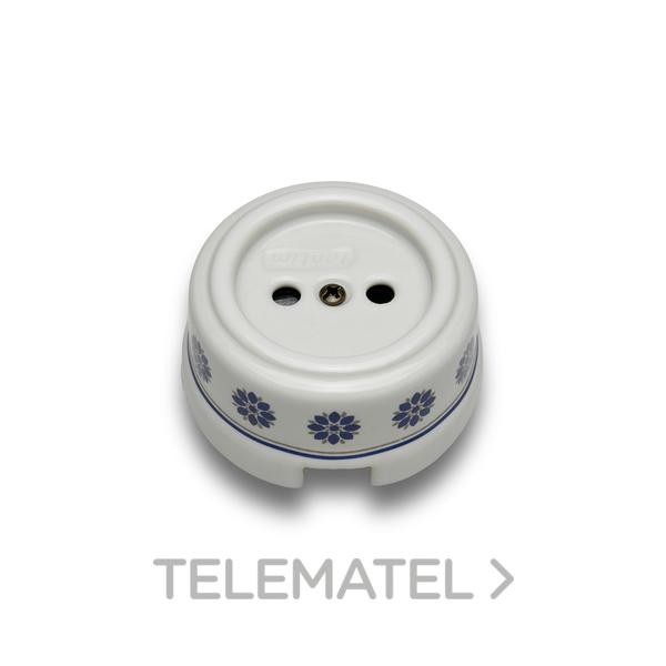 BASE ENCHUFE 2P 16A 250V CARCASA PORCELANA DECOR AZUL / PLATA (PACK)
