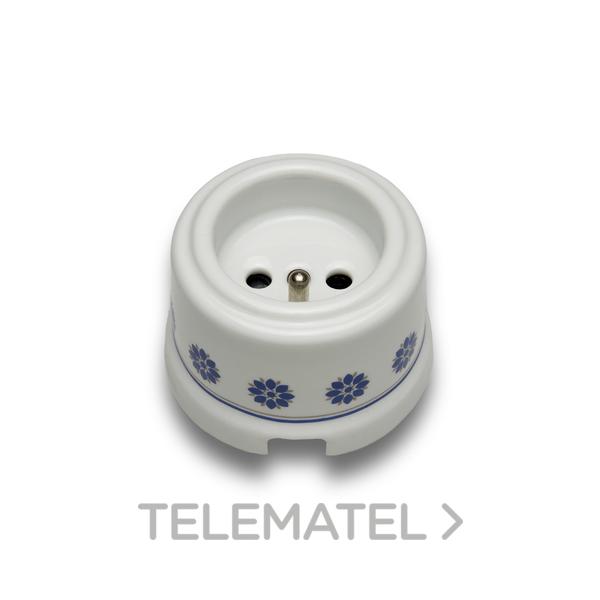 BASE ENCHUFE FRANCÉS 2P ESPG.CTO.TIERRA 16A 250V CARC.PORC.DECOR AZ/PT(PK.)