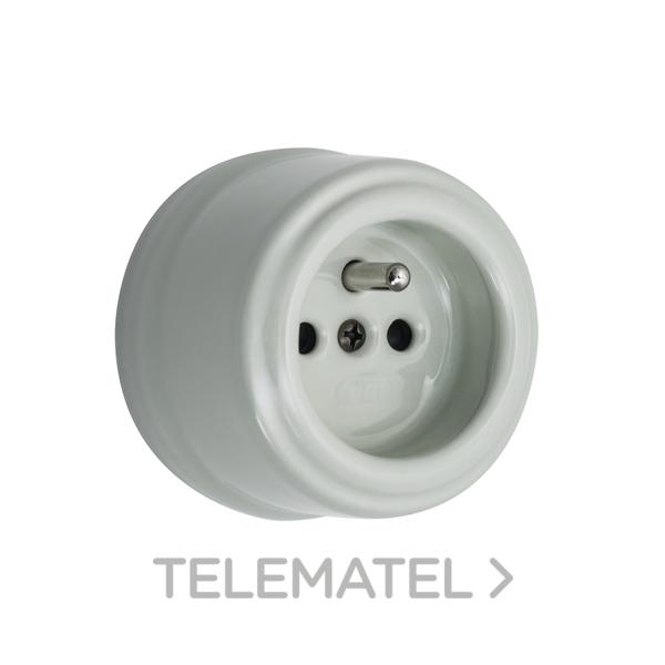 BASE ENCHUFE FRANCÉS 2P ESPG.CTO.TIERRA 16A 250V CARC.PORC.VERT ILLE(PK.)