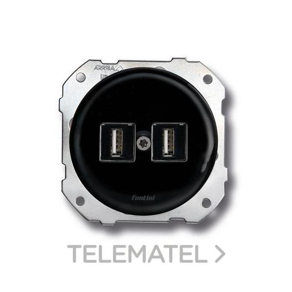 TOMA DOBLE USB PORCELANA NEGRO