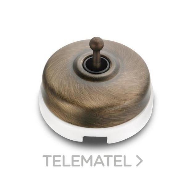 INTERRUPTOR 2P 10AX 250V METAL / PORCELANA PATINÉ / BLANCO CON PASO