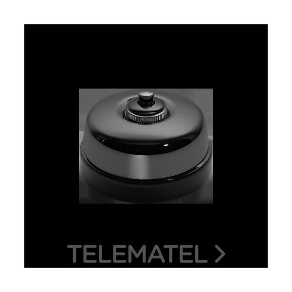 PULSADOR BOTÓN 10A 250V 24V DC METAL / PORCELANA NÍQUEL NEGRO / NEGRO CON PASO