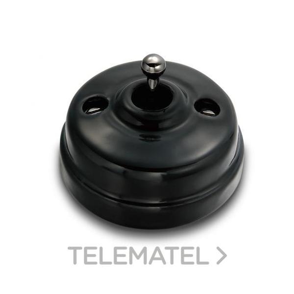 PULSADOR MANECILLA 10A 250V PORCELANA NEGRO / NÍQUEL NEGRO SIN PASO