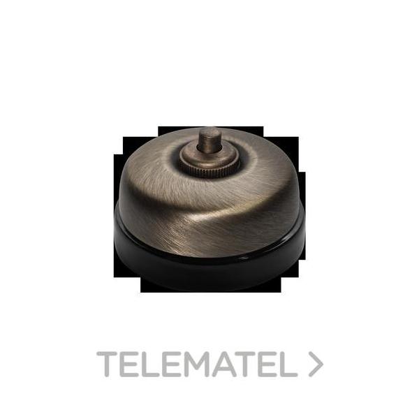 PULSADOR BOTÓN 10A 250V 24V DC METAL / PORCELANA PATINÉ / NEGRO CON PASO