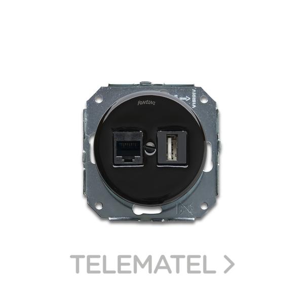 TOMA RJ45 + USB DO 31 PORCELANA NEGRO
