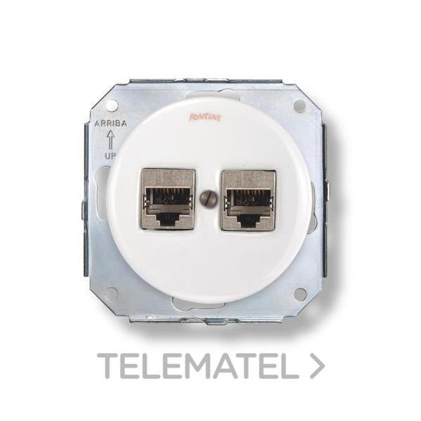 DOBLE TOMA RJ45 APANTALLADA CATEGORÍA 6A PORCELANA BLANCO