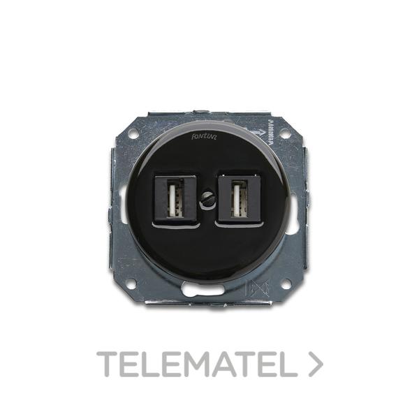 TOMA DOBLE USB AD H-H PORCELANA NEGRO