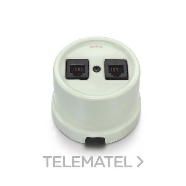 TOMA TELÉFONO 6 VÍAS + RJ45 CATEGORÍA 6 PORCELANA VERT ILLE