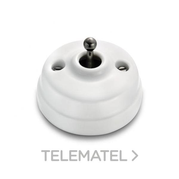 INTERRUPTOR 2P 10AX 250V PORCELANA BLANCO / NÍQUEL NEGRO SIN PASO