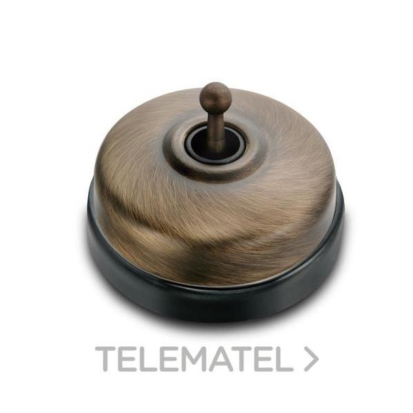 PULSADOR MANECILLA 10A 250V METAL / PORCELANA PATINÉ / NEGRO SIN PASO