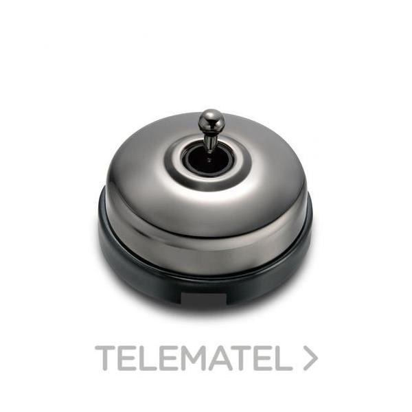 PULSADOR MANECILLA 10A 250V METAL / PORCELANA NÍQUEL NEGRO / NEGRO CON PASO