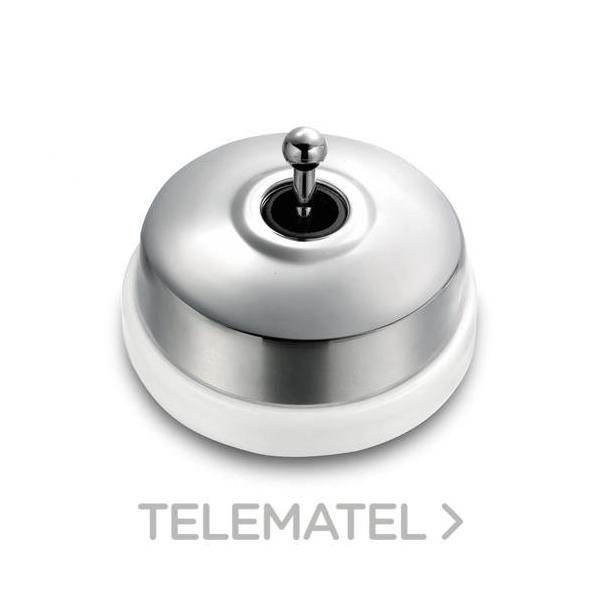 INTERRUPTOR 2P 10AX 250V METAL / PORCELANA CROMADA / BLANCO SIN PASO