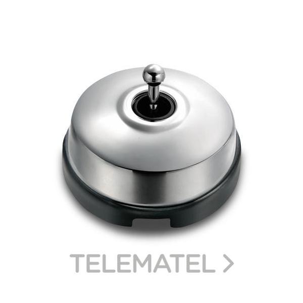 INTERRUPTOR 2P 10AX 250V METAL / PORCELANA CROMADA / NEGRO CON PASO