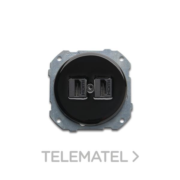 TOMA DOBLE HDMI DO 34 PORCELANA NEGRO