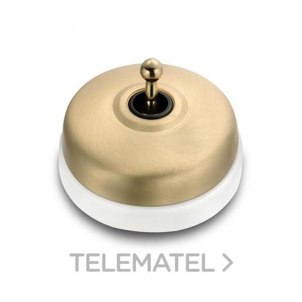 INTERRUPTOR 2P 10AX 250V METAL / PORCELANA DORADO / BLANCO SIN PASO