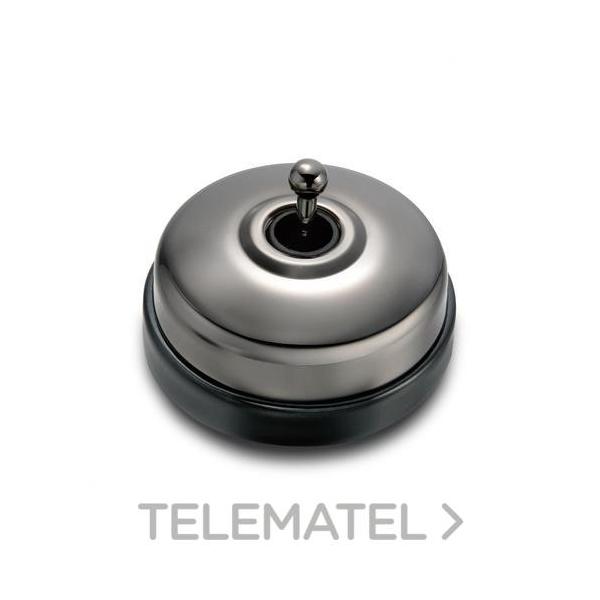 INTERRUPTOR 2P 10AX 250V METAL / PORCELANA NÍQUEL NEGRO / NEGRO SIN PASO