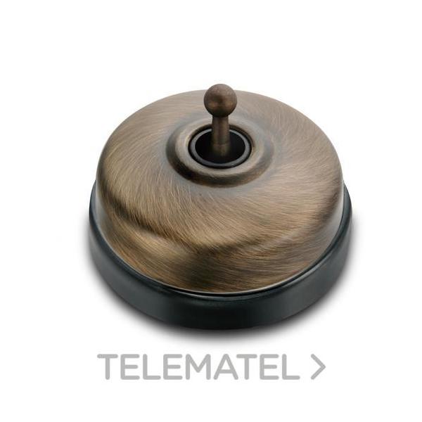 INTERRUPTOR 2P 10AX 250V METAL / PORCELANA PATINÉ / NEGRO SIN PASO