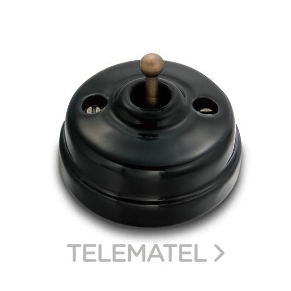 INTERRUPTOR 2P 10AX 250V PORCELANA NEGRO / LATÓN SIN PASO