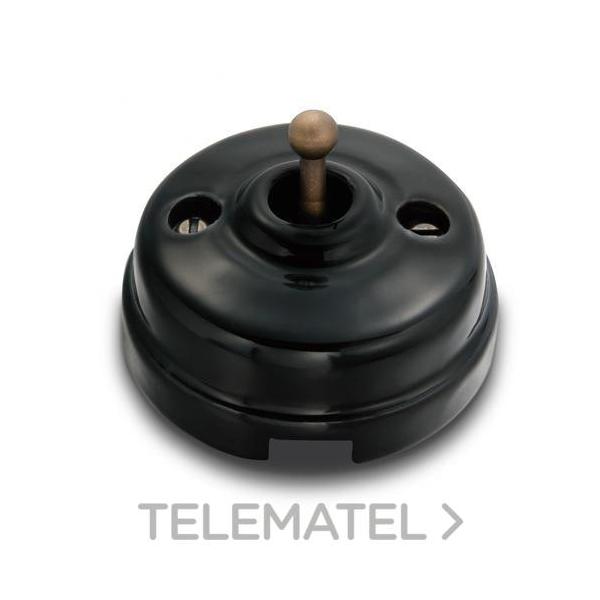 INTERRUPTOR 2P 10AX 250V PORCELANA NEGRO / LATÓN CON PASO