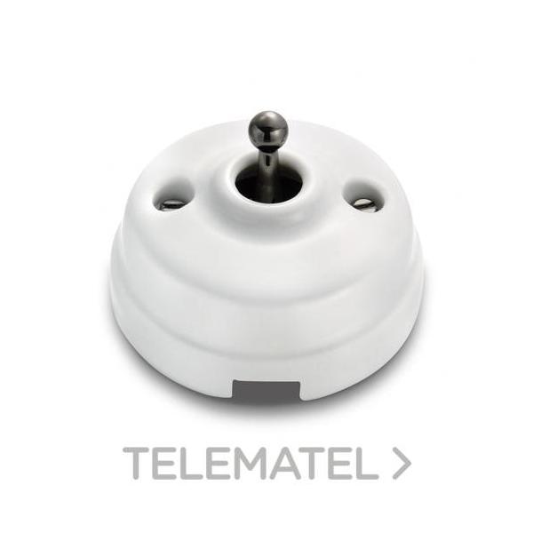 PULSADOR MANECILLA 10A 250V PORCELANA BLANCO / NÍQUEL NEGRO CON PASO