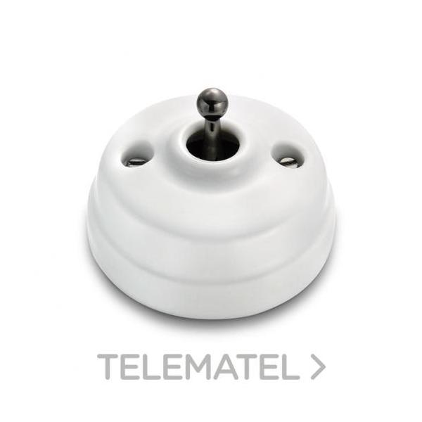 PULSADOR MANECILLA 10A 250V PORCELANA BLANCO / NÍQUEL NEGRO SIN PASO