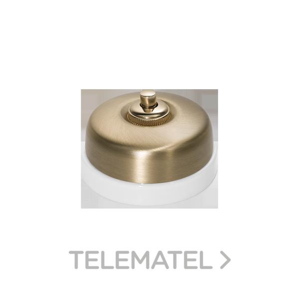 PULSADOR BOTÓN 10A 250V 24V DC METAL / PORCELANA DORADO / BLANCO CON PASO