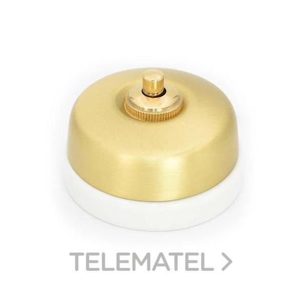 PULSADOR BOTÓN 10A 250V 24V DC METAL / PORCELANA DORADO / BLANCO SIN PASO