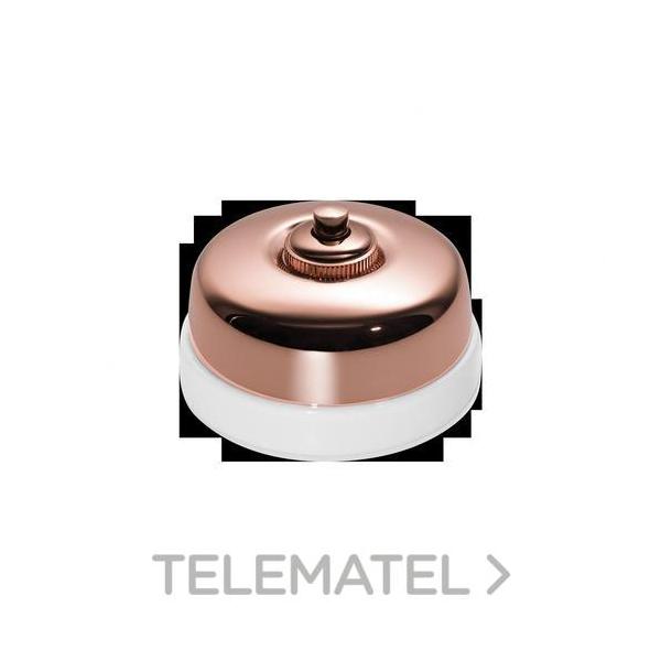 PULSADOR BOTÓN 10A 250V 24V DC METAL / PORCELANA COBRE / BLANCO CON PASO