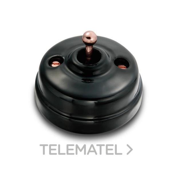 PULSADOR MANECILLA 10A 250V PORCELANA NEGRO / COBRE SIN PASO