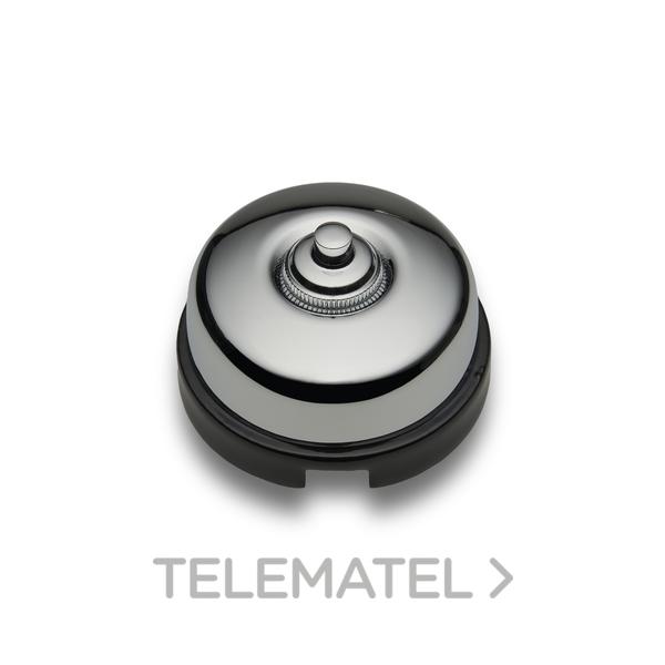 PULSADOR BOTÓN 10A 250V 24V DC METAL / PORCELANA CROMADA / NEGRO CON PASO