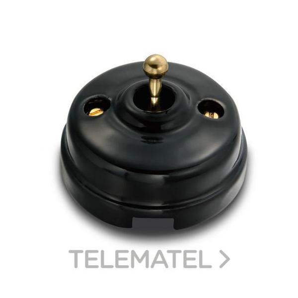 PULSADOR MANECILLA 10A 250V PORCELANA NEGRO / DORADO CON PASO