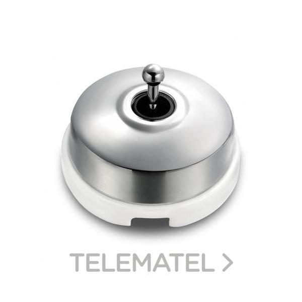 INTERRUPTOR 2P 10AX 250V METAL / PORCELANA CROMADA / BLANCO CON PASO