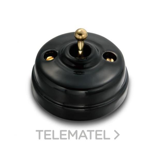 CRUZAMIENTO 10AX 250V PORCELANA NEGRO / DORADO SIN PASO