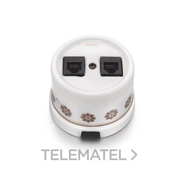 TOMA RJ45 APANTALLADA CATEGORÍA 6A PORCELANA MARRÓN / ORO