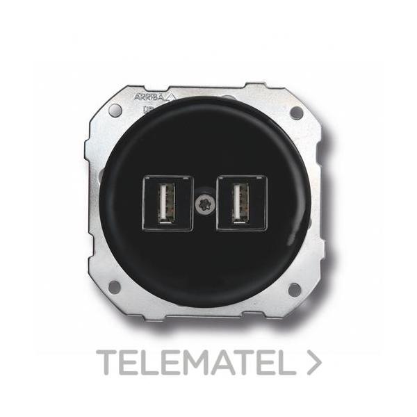 CARGADOR DOBLE USB PORCELANA NEGRO