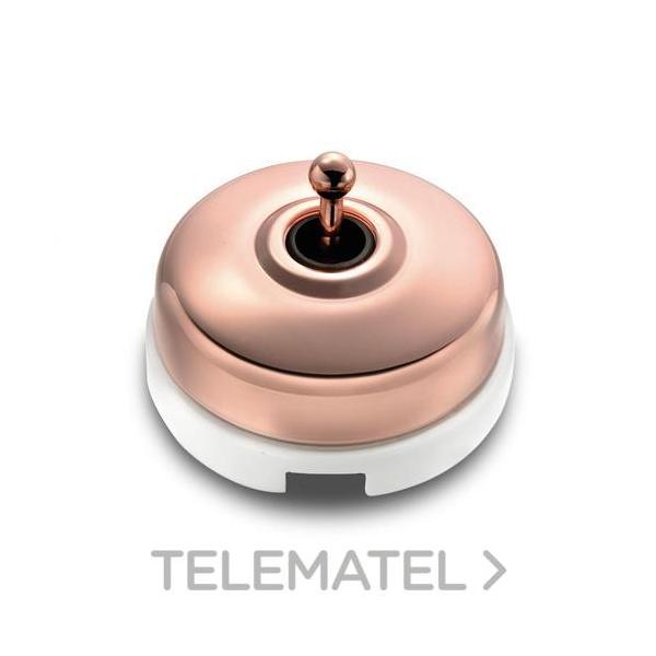 CONMUTADOR 10AX 250V METAL / PORCELANA COBRE / BLANCO CON PASO