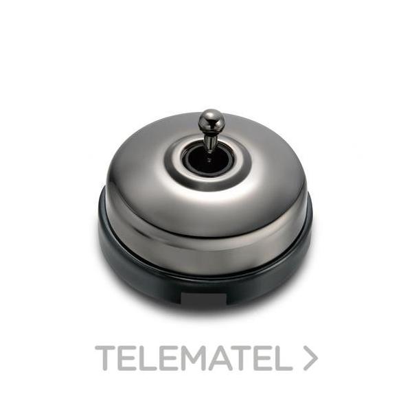 CONMUTADOR 10AX 250V METAL / PORCELANA NÍQUEL NEGRO / NEGRO CON PASO