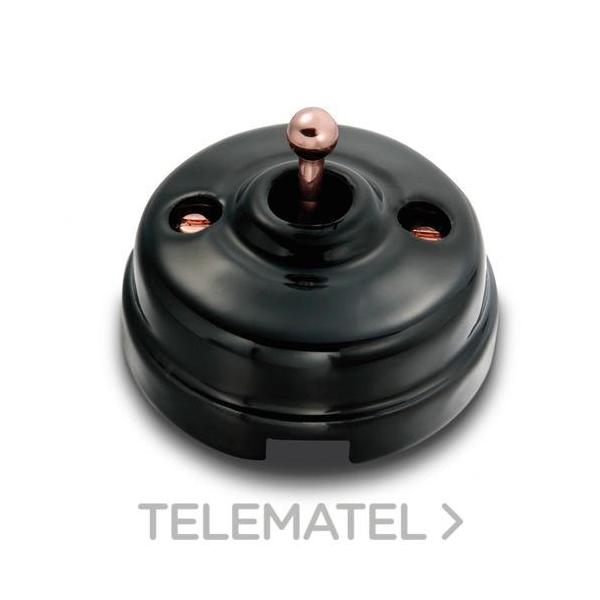 CONMUTADOR 10AX 250V PORCELANA NEGRO / COBRE CON PASO