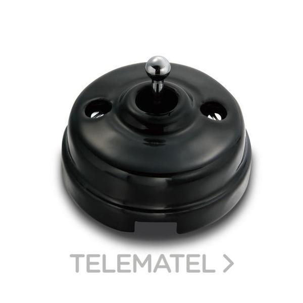 CONMUTADOR 10AX 250V PORCELANA NEGRO / CROMO CON PASO