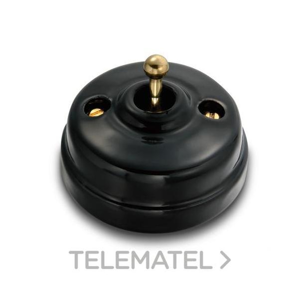 CONMUTADOR 10AX 250V PORCELANA NEGRO / DORADO SIN PASO