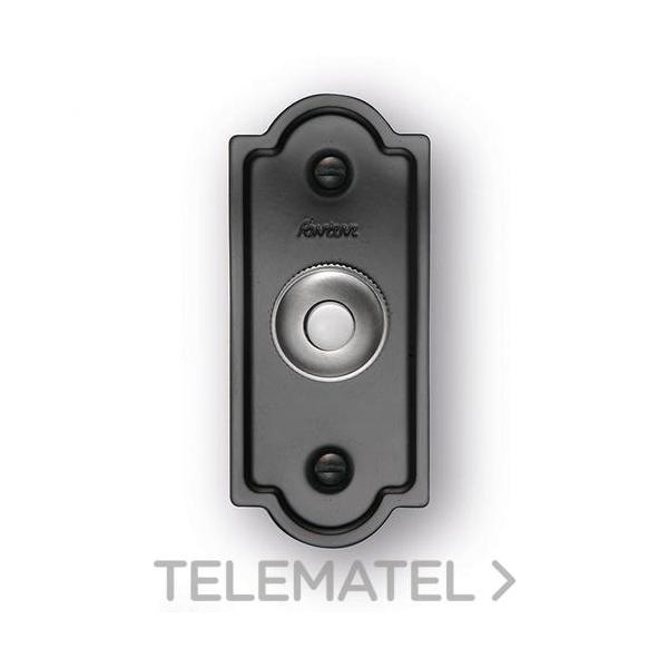 PULSADOR TIMBRE NEGRO SATÉN BOTÓN + PLACA NEGRO PISA (PACK)