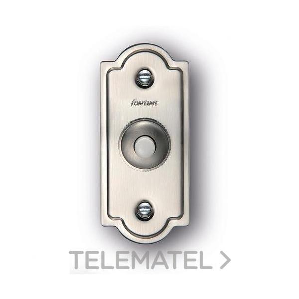 PULSADOR TIMBRE CROMO BOTÓN + PLACA PLATEADO PISA (PACK)