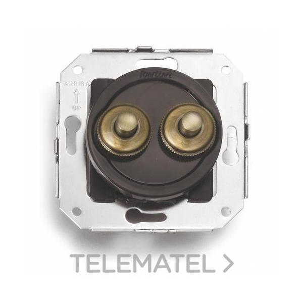 DOBLE PULSADOR 2A 250V PARA PERSIANA PATINÉ MARRÓN (PACK)