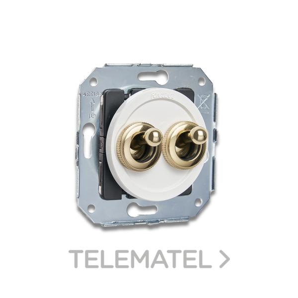 CONMUTADOR DOBLE MANECILLA 10A 250V ORO / BLANCO (PACK)