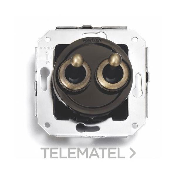 CONMUTADOR DOBLE MANECILLA 10A 250V PATINÉ / MARRÓN (PACK)