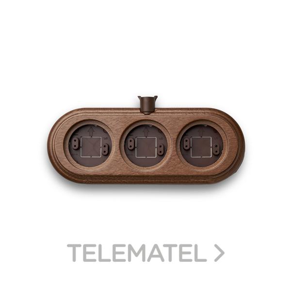 PEANA TUBO / CABLE 3 ELEMENTOS HORIZONTAL MADERA MIEL