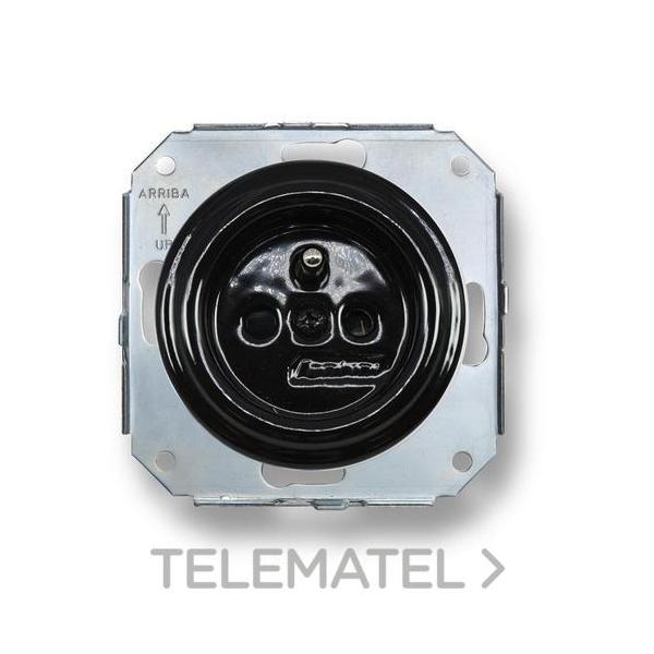 BASE ENCHUFE FRANCÉS TOMA TIERRA 16A 250V PORCELANA NEGRO (PACK)