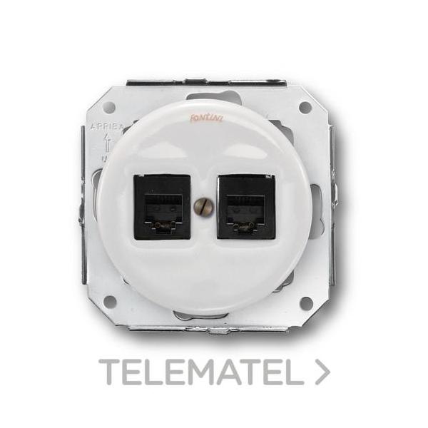 DOBLE TOMA TELÉFONO 6 VÍAS PORCELANA BLANCO (PACK)