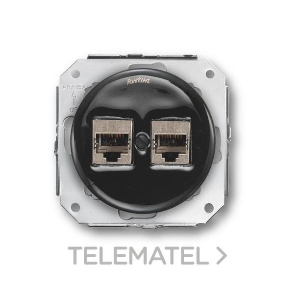 DOBLE TOMA TELÉFONO 6 VÍAS PORCELANA NEGRO (PACK)